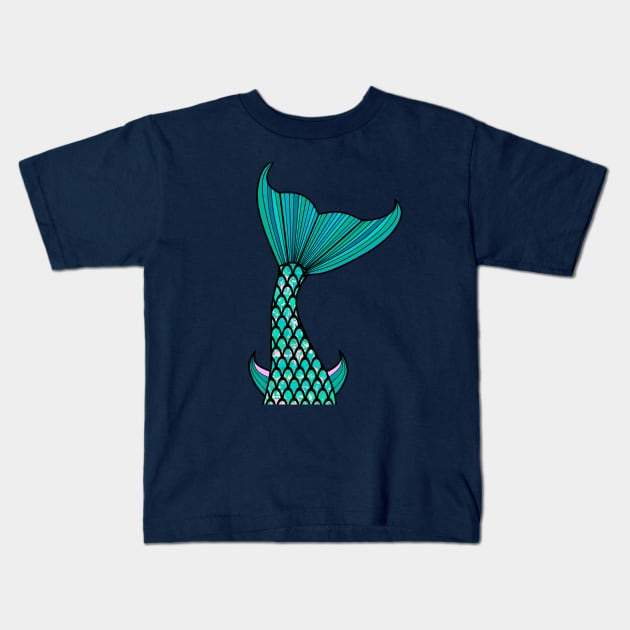 Sirens Of The Sea Mermaid Tail Blue And Pink Kids T-Shirt by SartorisArt1